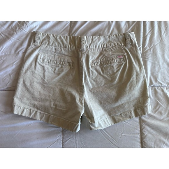 Vineyard Vines Women's Shorts Solid Tan Khaki Chino Size 2 Whale Embroidered - Picture 9 of 11